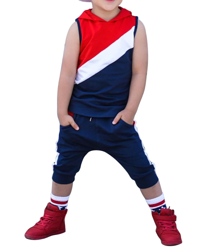 Trendy Kids Sleeveless Color Block Pullover Sports Casual Children's Wear