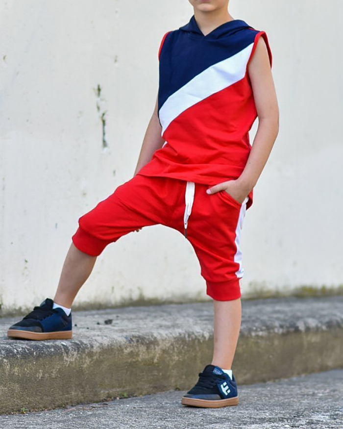 Trendy Kids Sleeveless Color Block Pullover Sports Casual Children's Wear