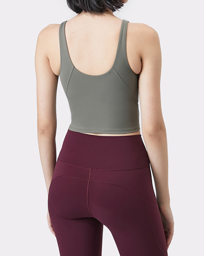 Women Yoga Vest Sleeveless Back Quick Dry Workout Sports Tank Top Elastic Tight Running Vest