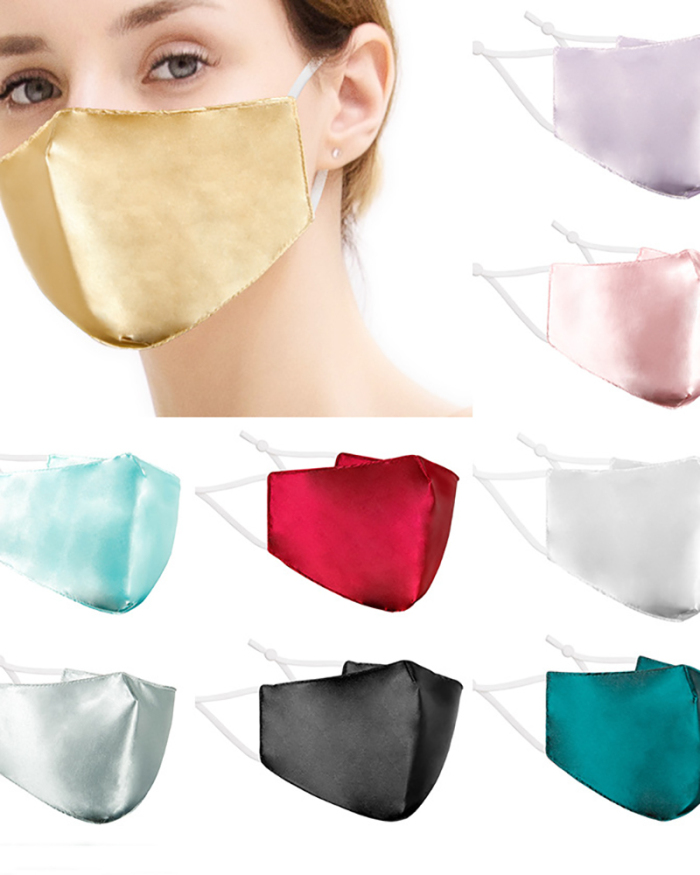 Summer Solid Color Double Layer Three-Dimensional Simulation Silk Washable Sunscreen Mask