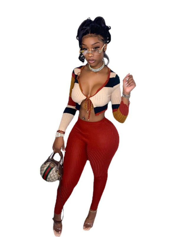 Women Fashion Autumn Two Piece Pant Set S-XL