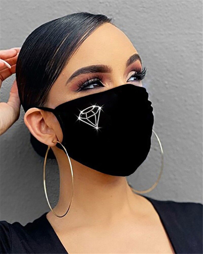 Woman Rhinestone Decorative Jewelry Face Masks