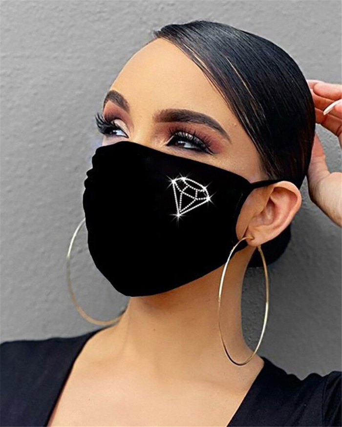 Woman Rhinestone Decorative Jewelry Face Masks