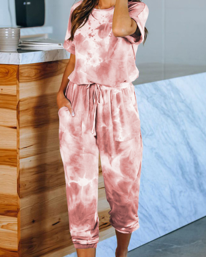 Women's Outer Wear Home Set Autumn and Winter New Tie-Dye Printing Pajamas S-3XL