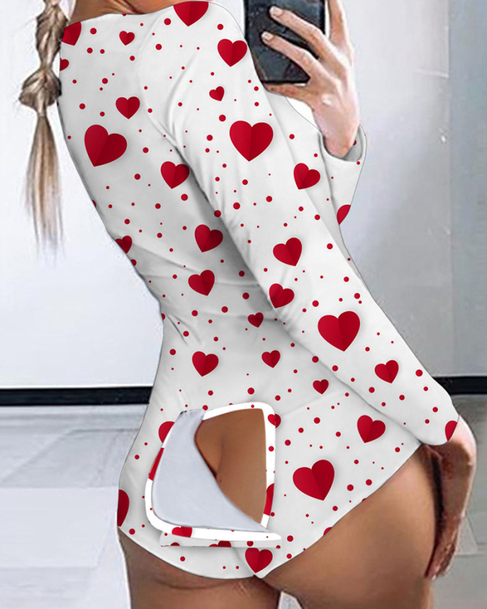 Woman Printed Sexy Flap Buttoned Jumpsuit Shorts S-2XL