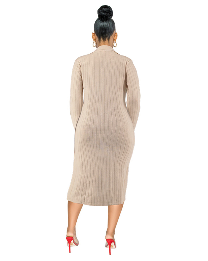 Long Sleeve Women Elastic Sweater Dress