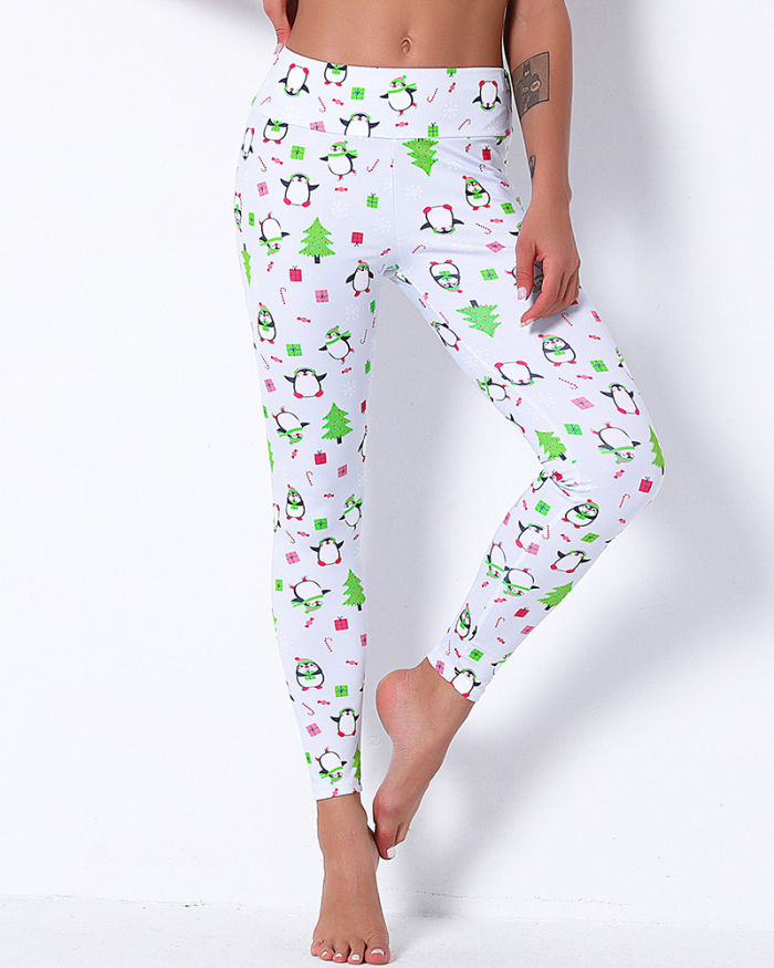Women's Christmas Print Pants Fitness Yoga Pants Leggings Multi Color S-XL
