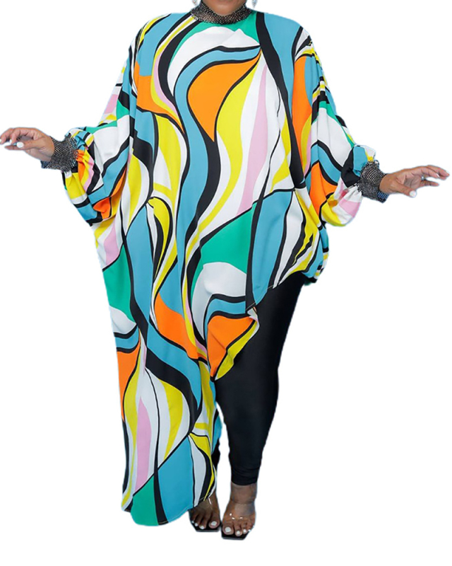 Woman Fashion Large Size Autumn New Loose Waist Striped Long Dress L-4XL