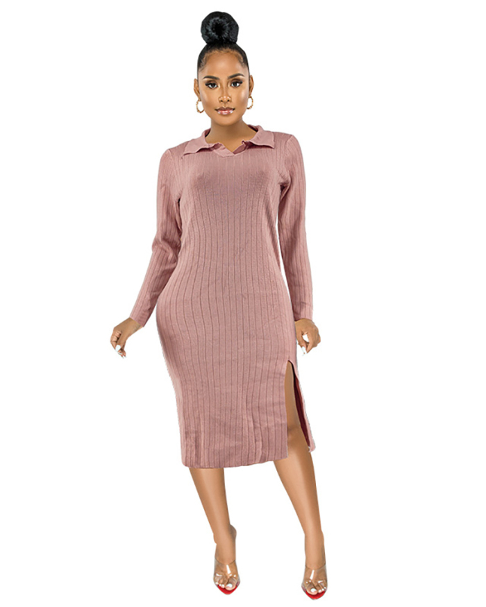 Elegant Women Autumn Long Sleeve Sweater Dress