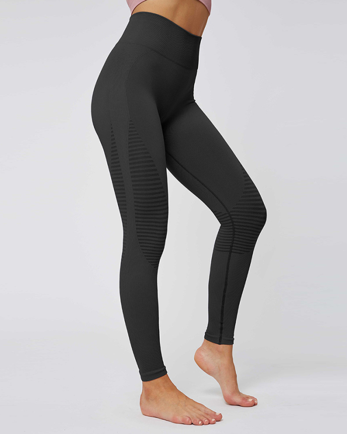 Seamless Knitted Quick-drying Gym Sports High-waist Hip-lifting Yoga Leggings Yoga Pants S-L
