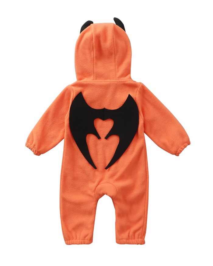 Fall and Winter Baby Jumpsuit Halloween Pumpkin Hooded Performance Costume Outing Costume
