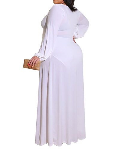 Plus Size Women's Sexy Split Cut-out Strappy Dress Solid Color XL-5XL
