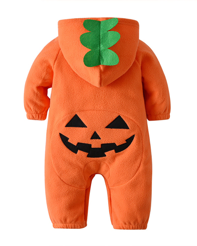 Fall and Winter Polar Fleece Baby Halloween Romper Pumpkin Funny Little Monster One-Piece Costume 