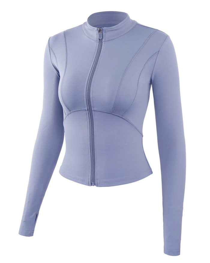 Sports Jacket Slim Women's Zipper Long-Sleeved Sports Yoga Top S-XL