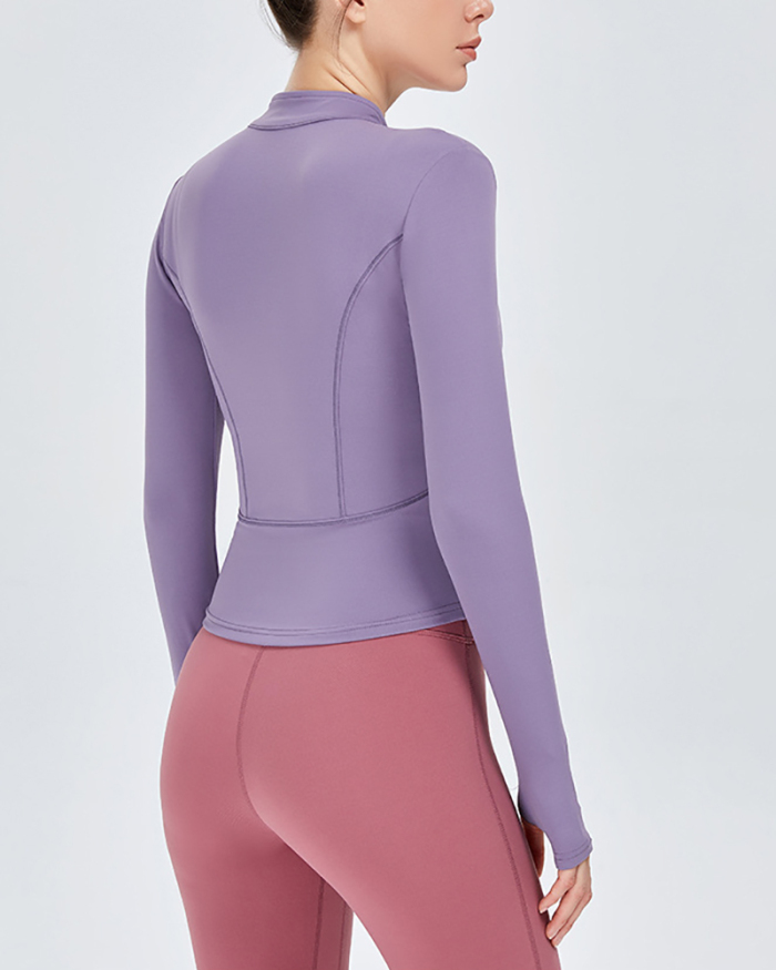 Sports Jacket Slim Women's Zipper Long-Sleeved Sports Yoga Top S-XL