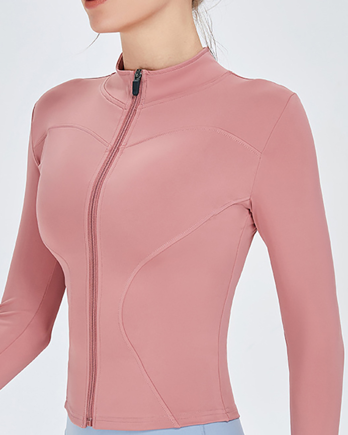 Woman Zipper Long Sleeve Sports Jacket Quick-Drying Slimming Sports Top S-XL