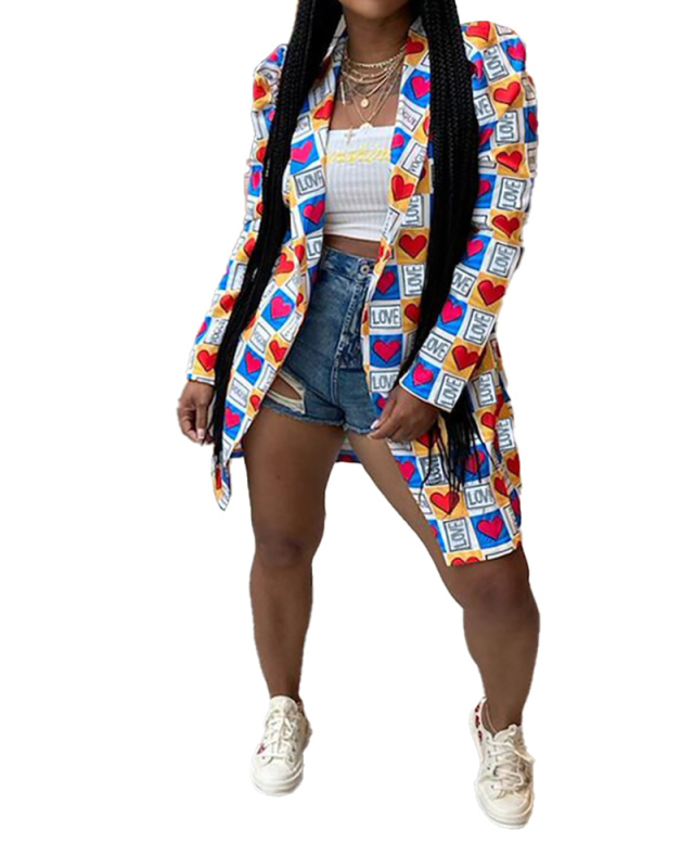 Women Letter Printing Long Sleeve Coat Tops S-XL 