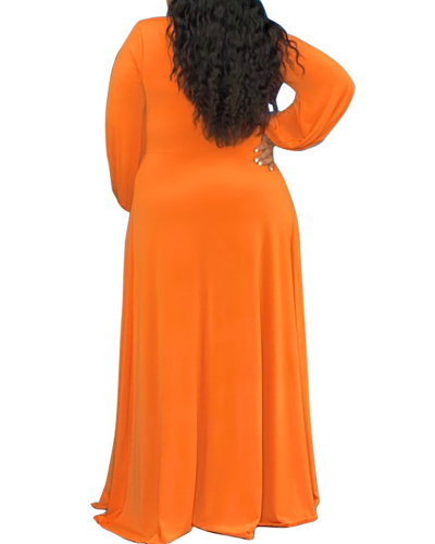 Plus Size Sexy Solid Color Split Cut Hollow Strappy Dress Multi Color L-4XL