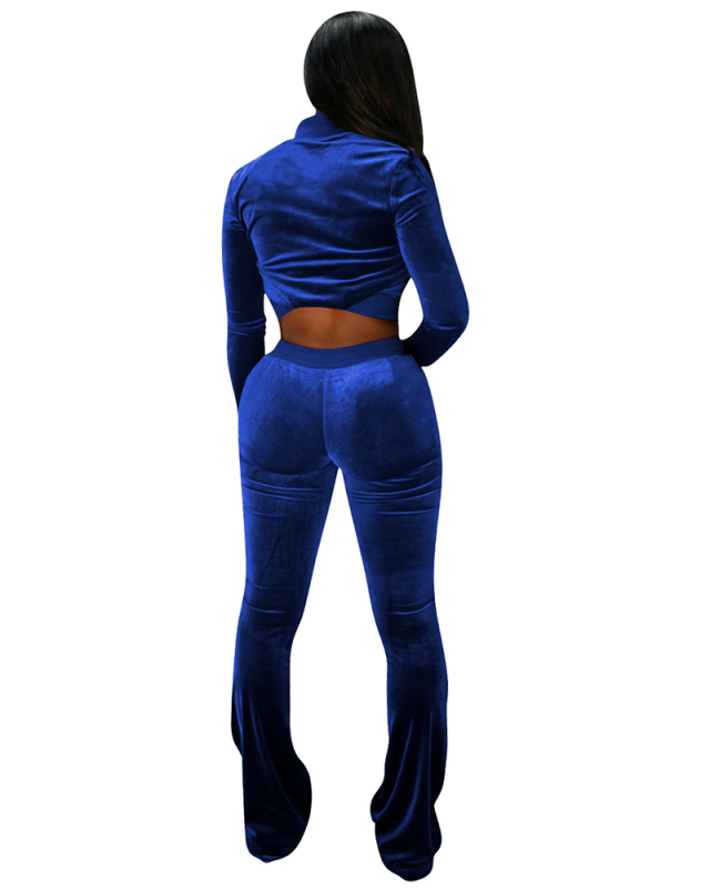 Long Sleeve Velvet Women Two Piece Pant Set S-XXL