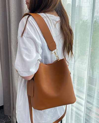 New Fashion One-Shoulder Simple Portable Messenger Large-Capacity Retro Bucket Bag