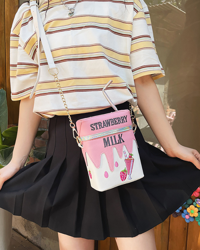 Fashion Funny Small Fresh Embroidery Strawberry Lemon Fruit Straw Messenger Bag