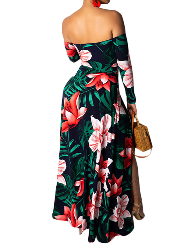 Women Hollow Out Strapless High Split One Piece Dress Yellow Green Red S-XL 