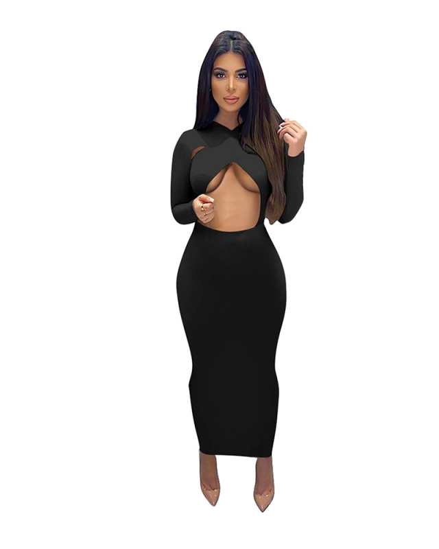 Hollow Out Women Sexy Long Bodycon Dress S-XXL