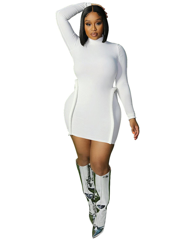 Solid Color O-neck Pencil Dress For Women S-XXL