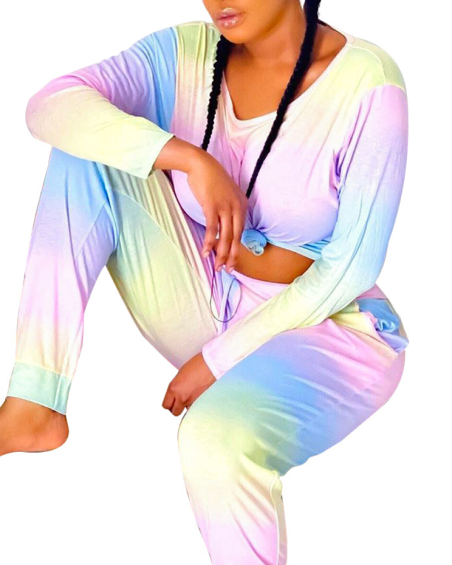 Women Tie Dye Street Style Casual Two Piece Set S-2XL 