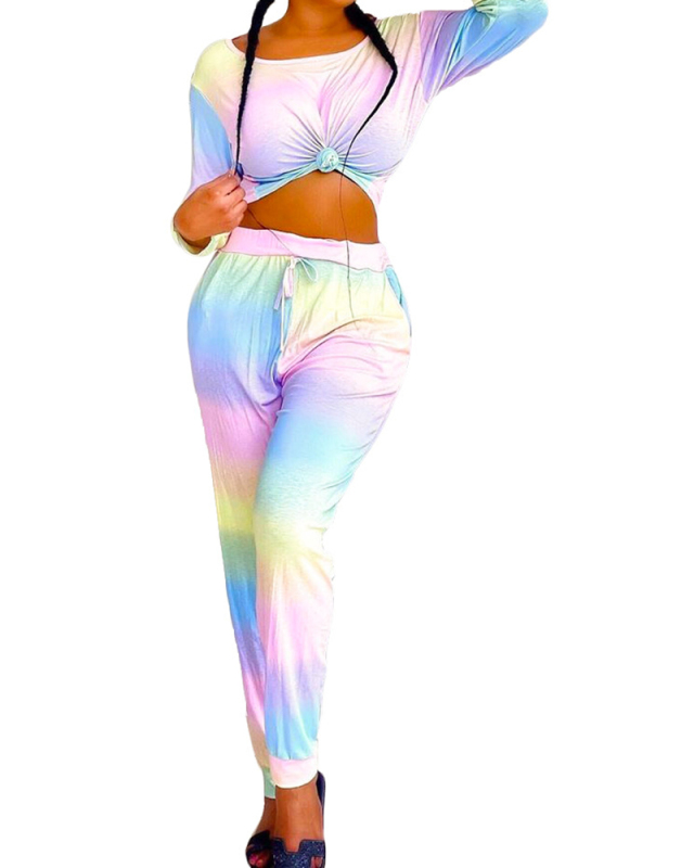 Women Tie Dye Street Style Casual Two Piece Set S-2XL 