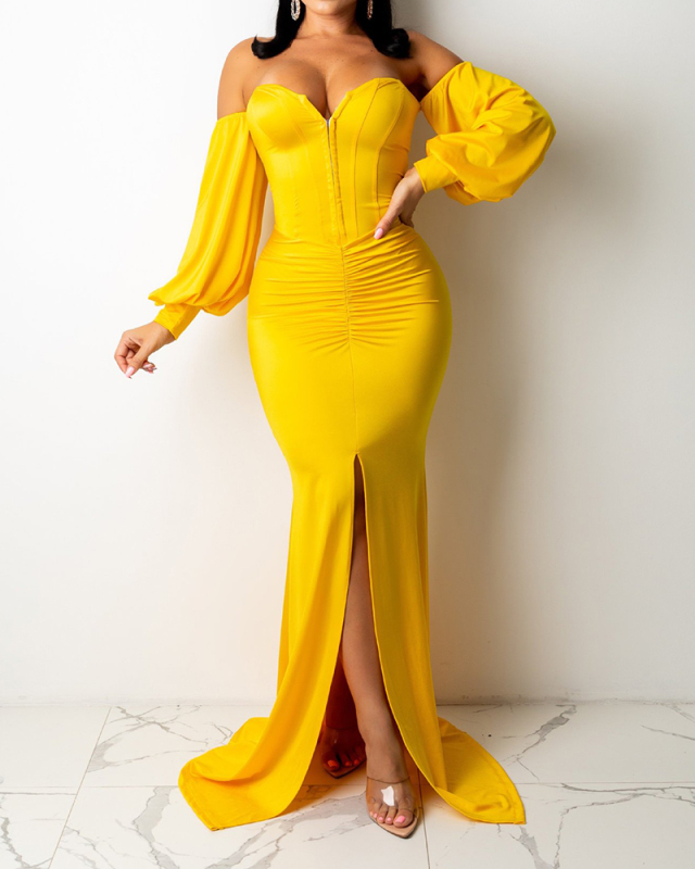 New Ladies Sexy Elegant Pure Color Evening Dress S-2XL