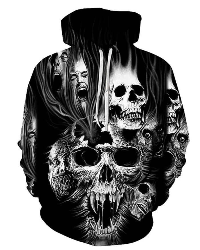 Hallowen 3D Scary Ghost Baby Men's Hooded Sweater Couple All-match Tops Pullover