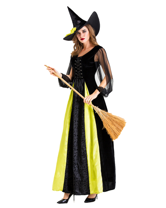 New Halloween Witch Costume Witches Green Black Bead Love Costume