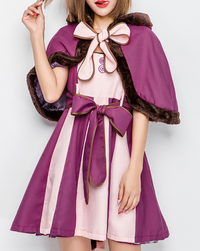 Alice in Wonderland Character Purple Grinning Kitty Fairy Tale Character Cat Cosplay Smiley Cat  Adult Halloween Costume Purple