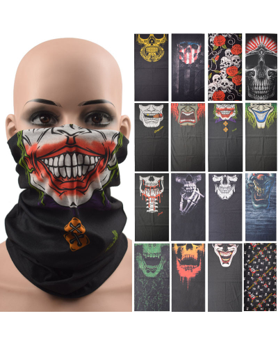 Wholesale Seamless Headscarf Halloween Skull and Clown Pattern Face Mask Outdoor Riding Collar