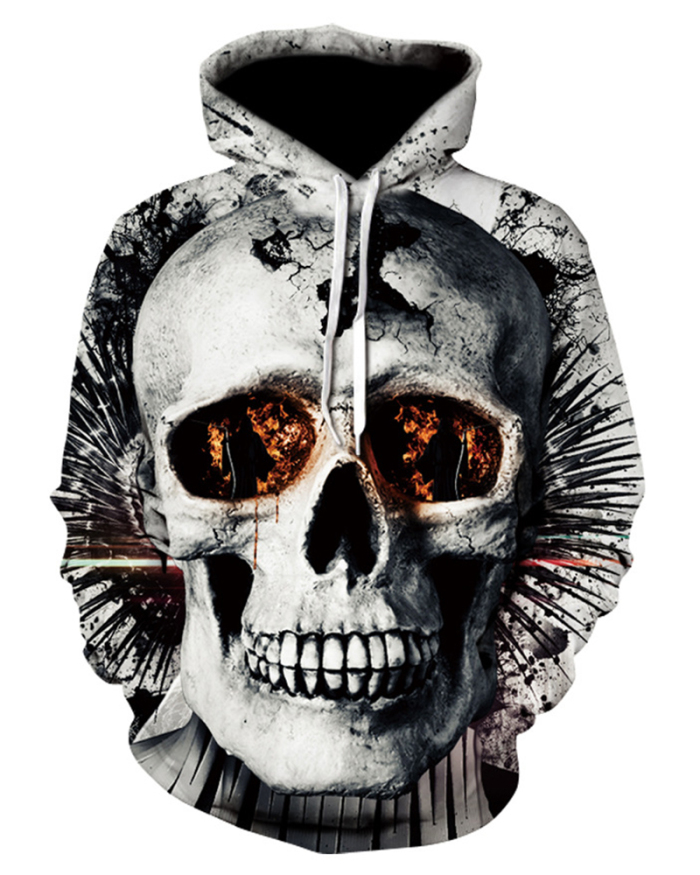 Halloween Skull Ghost 3D Printed Sports Casual Hooded Sweater