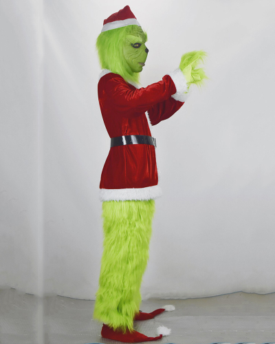 Halloween Green Fur Monster Grinch Cosplay Santa Suit Party Costume Suit