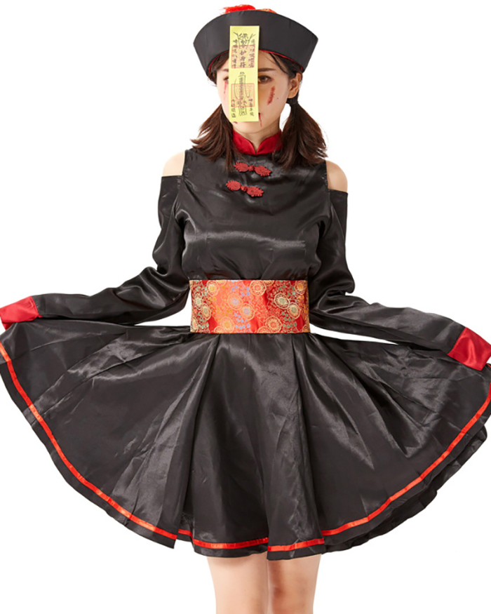 Halloween Chinese Corpse Cos Costume Embroidery Retro Chinese Vampire Halloween Carnival Party Cosplay Costume