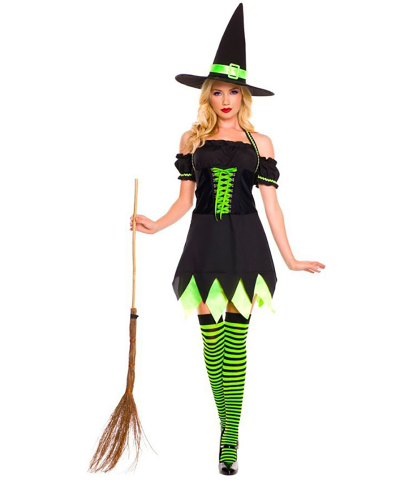 Green Elf And Witch Game Uniforms Halloween Stage Costumes