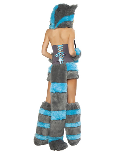 Womens Hooded Cheshire Cat Costume Blue