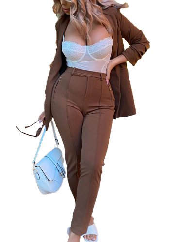 Basic Style Classic Fashion Casual Solid Color Suit (No Base Shirt Concluded) S-2XL