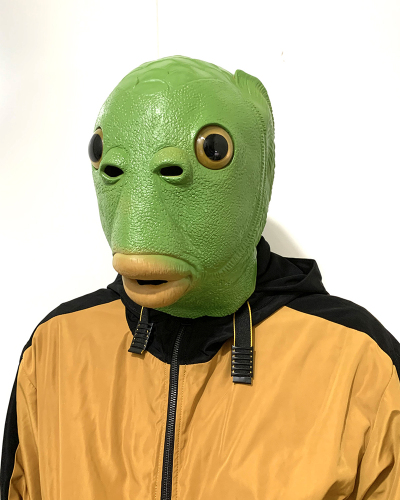 Funny Weird Fish Green Fish Monster Mask Latex Headgear Props Halloween Cosplay Filming Props Performance Props