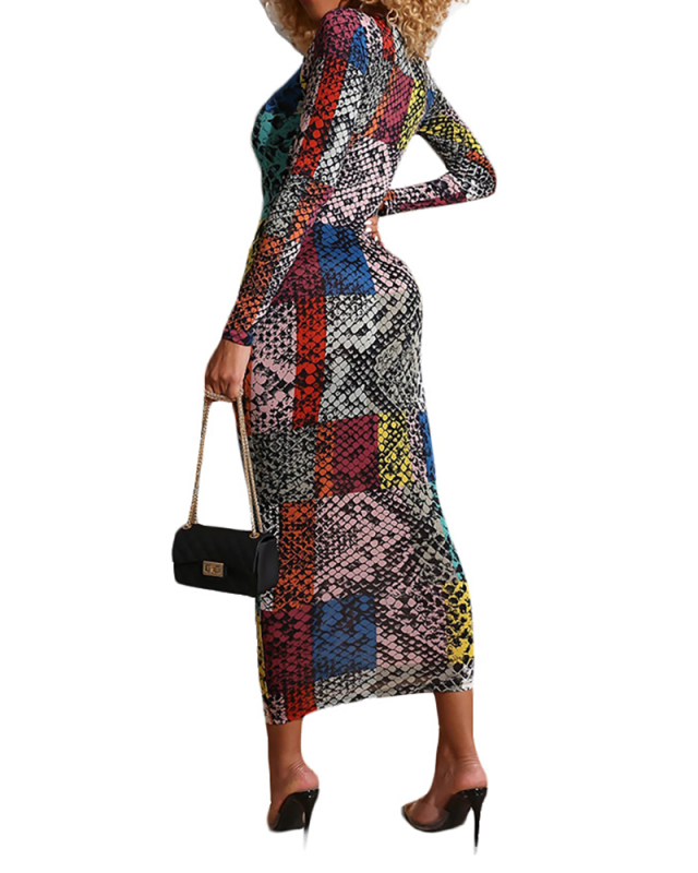 Women Sexy Long Sleeve O-Neck One Piece Dress S-2XL 