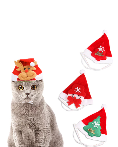Average Size Santa Winter Warm Plus Cap Christmas Pet Cat Small Dog Hat Xmas Funny Cute New Year Christmas Party Pets Supplies