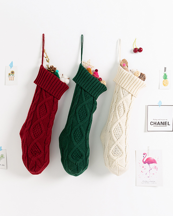 Christmas Big Stocking Candy Knit Gift Decorative Bag(Single)