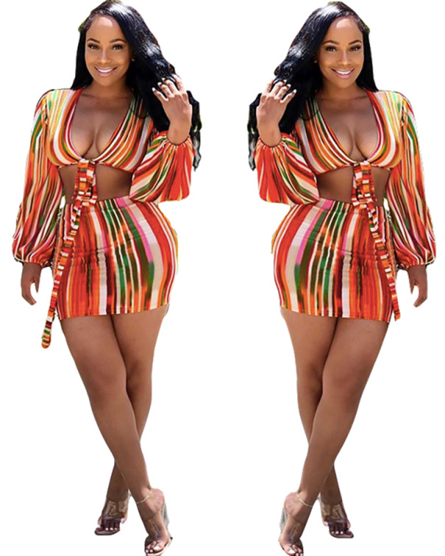 V-neck Women Wholesale Short Two Pieces Dress