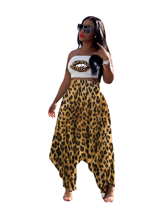 New Two Pieces Outfit Bra Top With Harem Pants