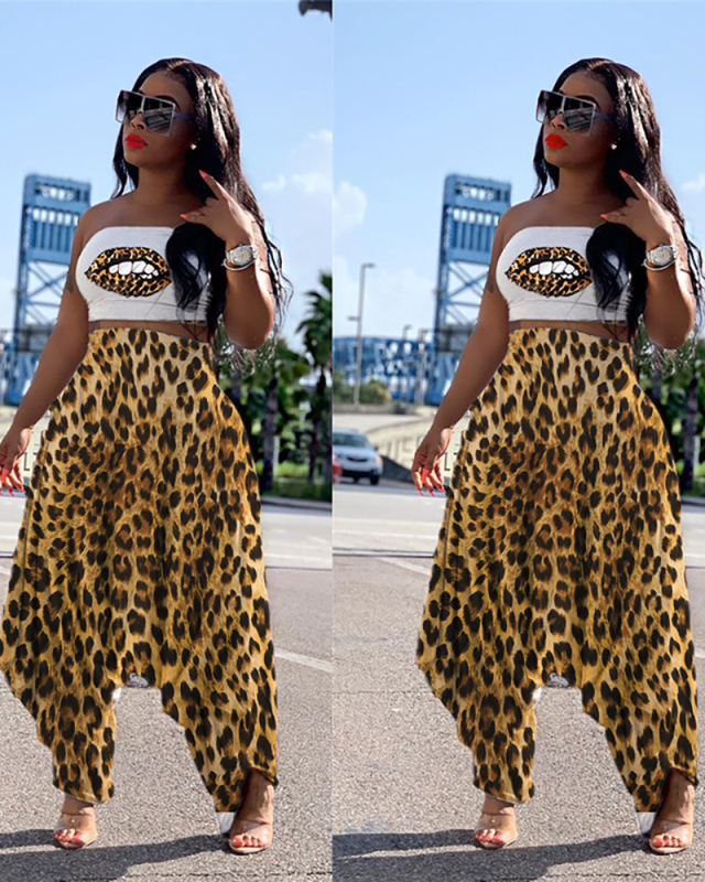 New Two Pieces Outfit Bra Top With Harem Pants