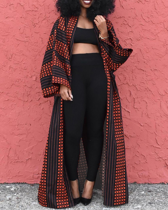 Women Long Sleeve Jacket Outwear Loose Kimono Top Floor-length Coat Multi Color S-2XL
