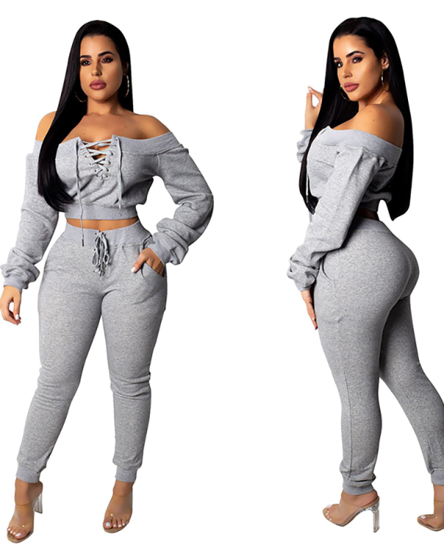 Off Shoulder Warm Fashion Women Two Pieces Outfit